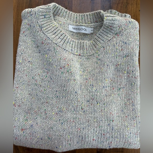 Misslook Small Cotton Sweater  Gray and colorful specks sweater - Picture 3 of 5